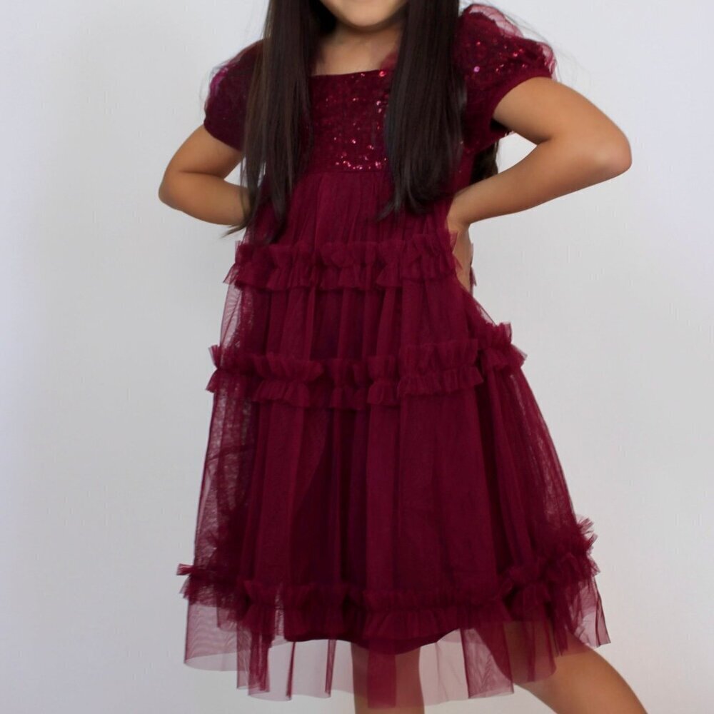 Burgundy Sequin Maya Mini Christmas/New Year's‎ Dress
